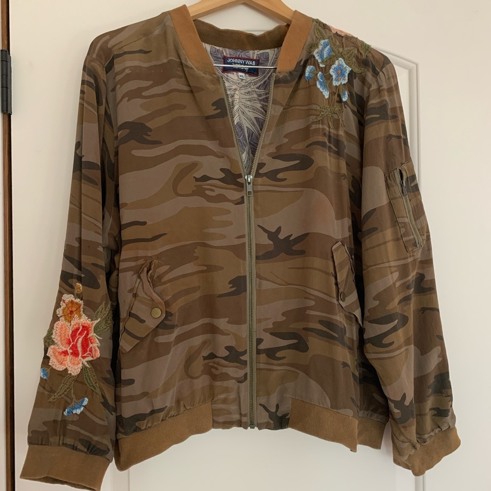 Johnny Was silk bomber jacket